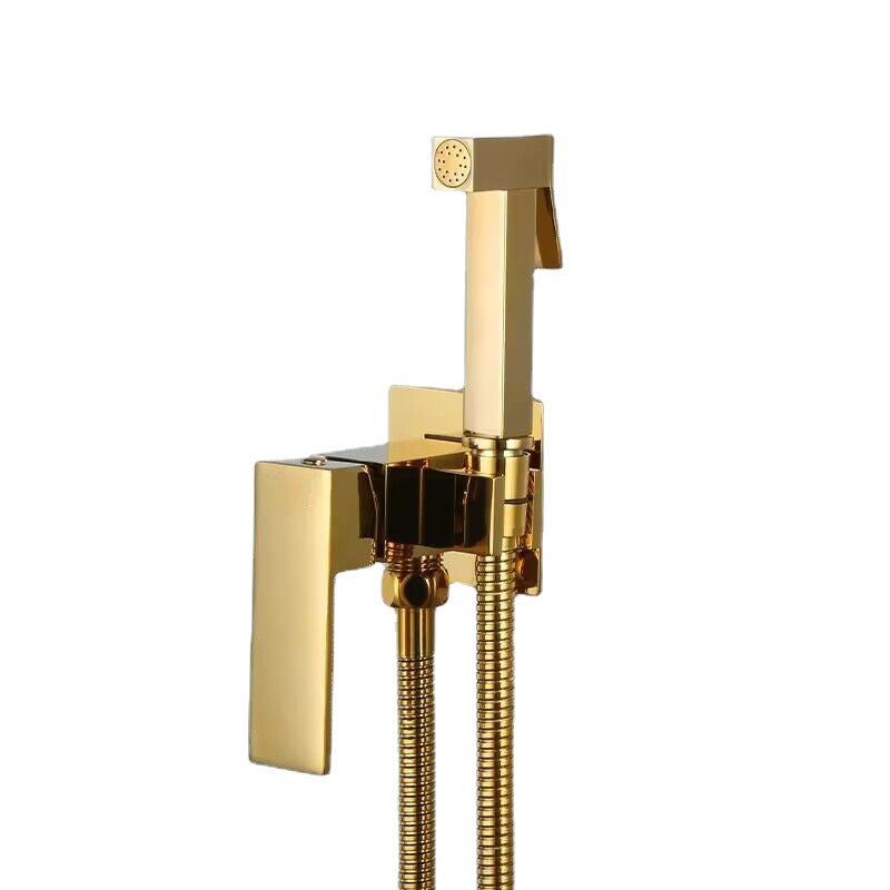 "Wall-Mounted Brass Bidet Sprayer with Titanium Finish"