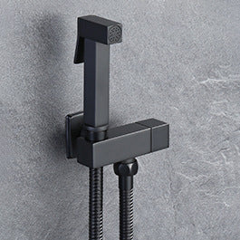 Square Black Brass Bidet Sprayer Set with Angle Valve