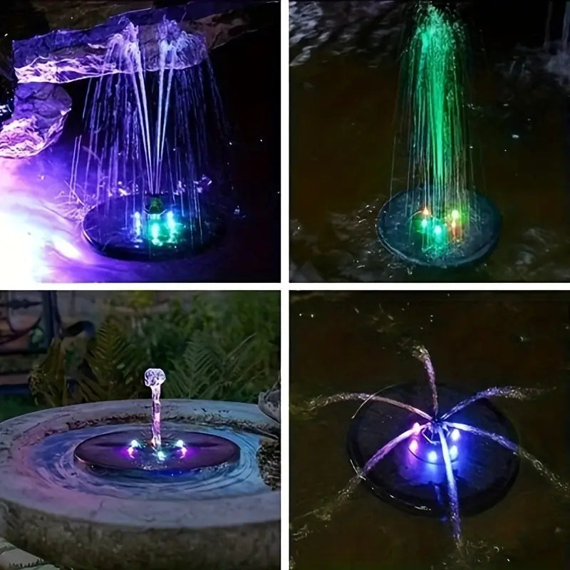 Solar Fountain with Glass Panel and 4 Nozzles (Colorful)