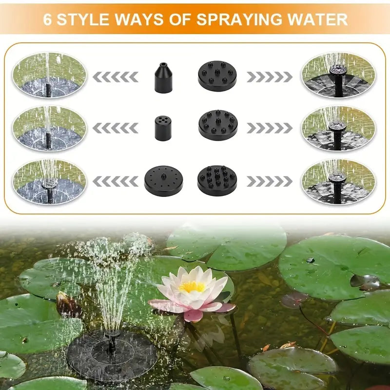 1.5W Solar Fountain Pump Kit with 6 Nozzles