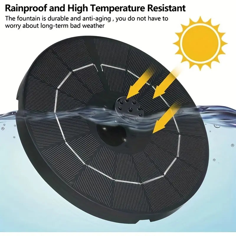 Solar Fountain with Glass Panel and 4 Nozzles (Colorful)