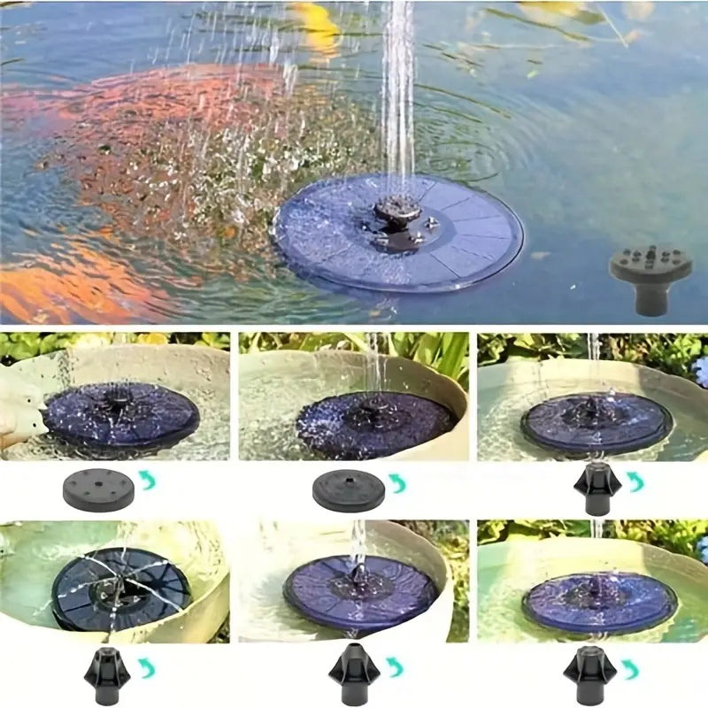 Solar Fountain with Glass Panel and 4 Nozzles (Colorful)