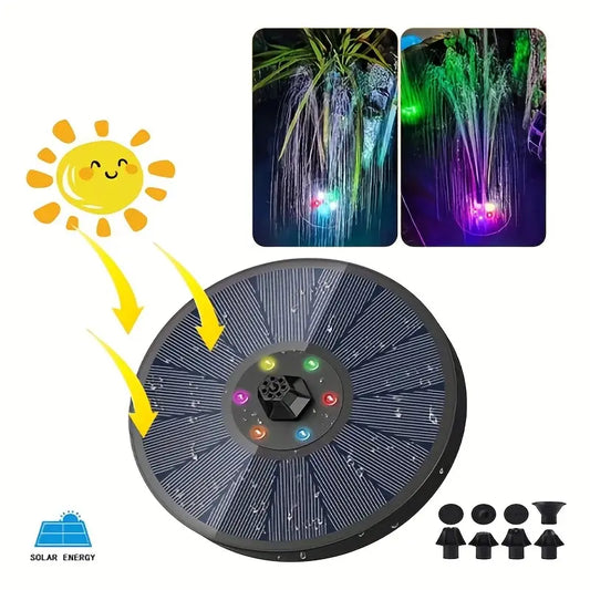 Solar Fountain with Glass Panel and 4 Nozzles (Colorful)